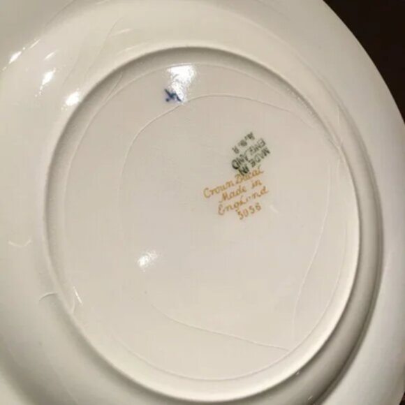 Two Vintage English CROWN DUCAL Cobalt and Gold Trim Plate #6 & #7 Crazed - Picture 8 of 9